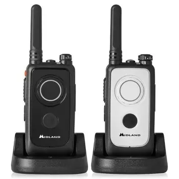 Набор раций Midland G2, портативный, 16 каналов, до 10 км, 1200 мАч, фонарик, черная/белая