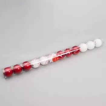 Ёлочные игрушки «Агнет» узоры, шары новогодние, d=6 см, набор 12 шт., красно-белый