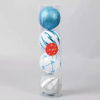 Ёлочные игрушки «Агнет» узоры, шары новогодние, набор d=8 см, 4 шт., МИКС