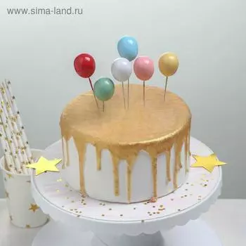 Набор топперов для торта «Шарики», 6 шт., МИКС