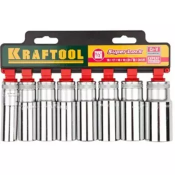 Набор торцевых головок Kraftool 27865-h8_z01, 8 предметов, удлиненные, 16-27 мм, 1/2"