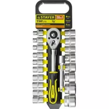 Набор торцевых головок STAYER Standard, 1/2", трещотка, удлинитель, 8-32 мм