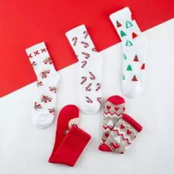 Носки женские новогодние KAFTAN Happy holidays размер 36-40 (23-25 см), набор 5 пар