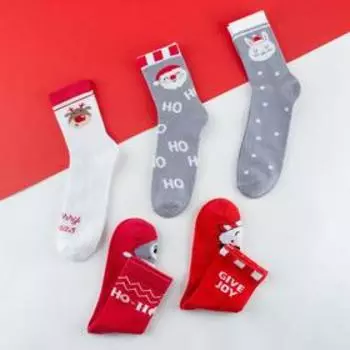 Носки женские новогодние KAFTAN Merry Xmas размер 36-40 (23-25 см), набор 5 пар