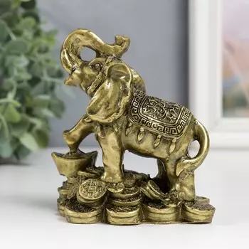 Нэцкэ фигурка «Слон с монетами», полистоун, под бронзу, 8.58 см