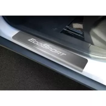Накладки на пороги Rival для Ford EcoSport 2014-2018 2017-н.в., нерж. сталь, с надписью, 4 шт., NP.1809.3