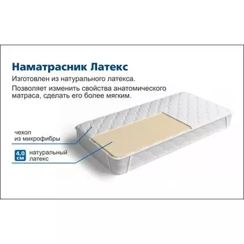 Наматрасник «Латекс», размер 160х190 см, высота 4 см, чехол микрофибра