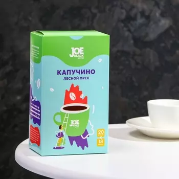 Напиток кофейный растворимый JOE BLACK COFFEE "Капучино лесной орех", 18 г