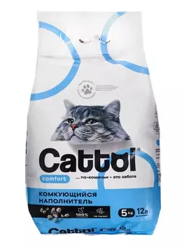 Наполнитель минеральный комкующийся Cattoi Comfort 5 кг,пластиковый пакет
