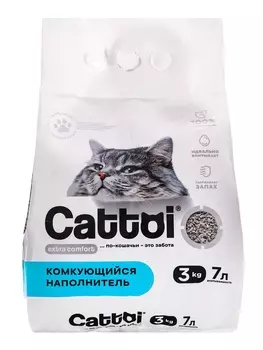 Наполнитель минеральный комкующийся Cattoi Extra Comfort 3 кг,пластиковый пакет