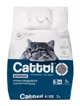 Наполнитель минеральный комкующийся Cattoi Premium 3 кг,пластиковый пакет