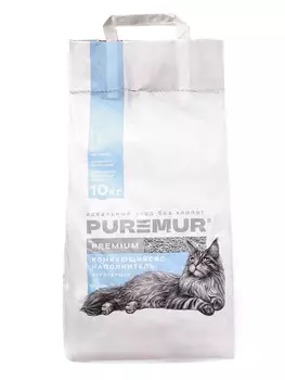 Наполнитель минеральный комкующийся PureMur Premium 10 кг,бумажный пакет