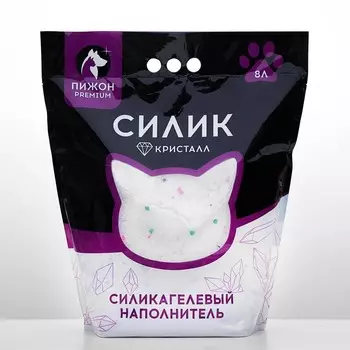 Наполнитель силикагелевый «Пижон Premium Crystal», колотый, 8 л