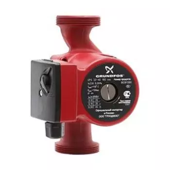Насос циркуляционный Grundfos UPS 32-40 с гайками, 3 режима, 25/35/45 Вт, 50 л/мин, напор 4м