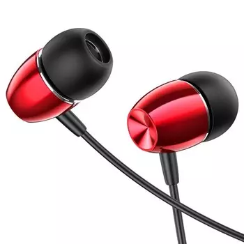 Наушники Borofone BM57 Platinum, вакуумные, микрофон, Jack 3.5 мм, кабель 1 м, красные