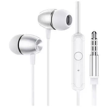 Наушники Borofone BM57 Platinum, вакуумные, микрофон, Jack 3.5 мм, кабель 1 м, серые