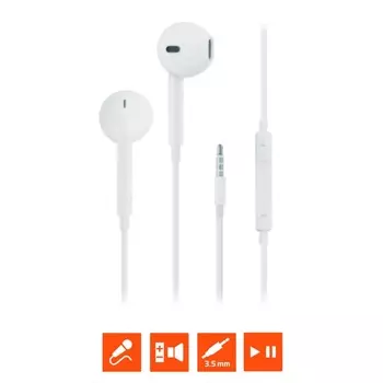 Наушники GoPower GPHP05, проводные, вкладыши, микрофон, 1.2 м, белые