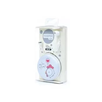Наушники Harper KIDS HK-39, проводные, вакуумные, микрофон, 3.5 мм, 96 дБ, кейс, белые