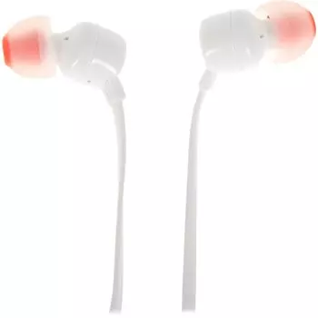 Наушники JBL T110, вакуумные, проводные, Jack 3.5 мм, микрофон, 100дБ, 16 Ом, 1.2 м, белые