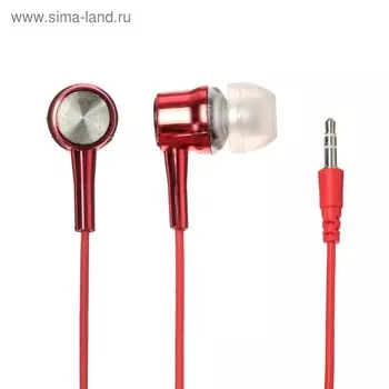 Наушники Luazon LN-3, проводные, вакуумные, Jack 3.5 мм, кабель 1 м, красные