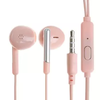 Наушники R-8, проводные, вкладыши, микрофон, Jack 3.5 мм, кабель 1 м, розовые