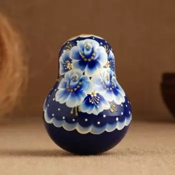 Неваляшка музыкальная 10 см, гжель