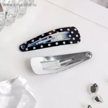 Невидимка для волос "Малышка" (набор 12 шт) горох, 3 см, чёрно-белый