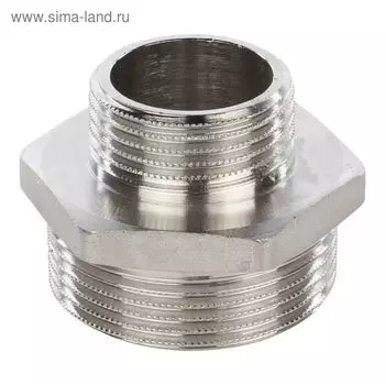 Ниппель переходной STOUT SFT-0004-001121, 1 1/2"x1", наружная резьба, никелированная латунь