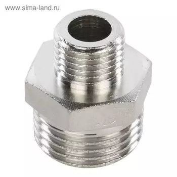 Ниппель переходной STOUT SFT-0004-001214, 1/2"x1/4", наружная резьба, никелированная латунь