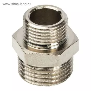 Ниппель переходной STOUT SFT-0004-001238, 1/2"x3/8", наружная резьба, никелированная латунь