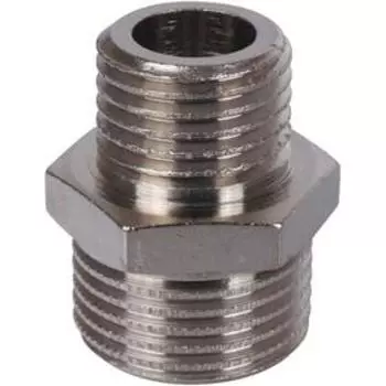 Ниппель переходной STOUT SFT-0004-003814, 3/8"x1/4", наружная резьба, никелированная латунь