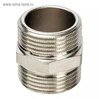 Ниппель STOUT SFT-0004-000011, 1", наружная/наружная резьба, никелированная латунь