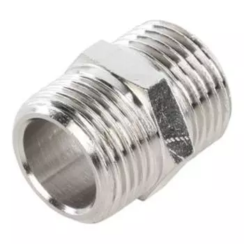 Ниппель STOUT SFT-0004-003838, 3/8", наружная/наружная резьба, никелированная латунь