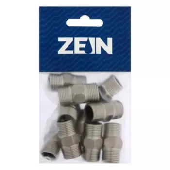 Ниппель ZEIN, 3/8", наружная резьба, нержавеющая сталь