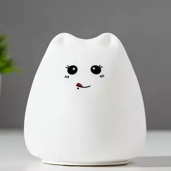 Фигурка световая RISALUX «Антистресс мякиш кошечка», LED-ночник, RGB, от батареек, 3ААА, 9.59.510.5 см