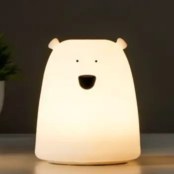 Фигурка светящаяся RISALUX «Антистресс мякиш мишка», LED-ночник, RGB, от батареек 3ААА, 9910.5 см