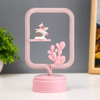 Фигурка светящаяся RISALUX «Единорог», LED-ночник, 4000 К, 2АА, розовый, 208.58.5 см