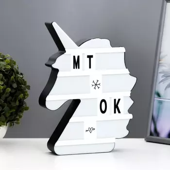 Фигурка светящаяся RISALUX «Единорог», LED-ночник, английский алфавит, цифры, от батареек/USB, 27.5205 см