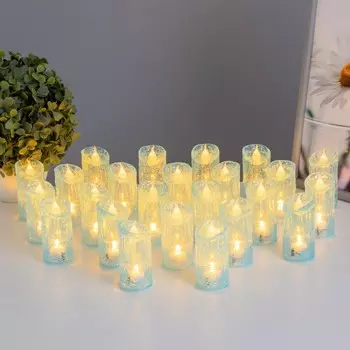 Светодиодная свеча, ночник LED RISALUX «Голубая», 1 Вт, от батареек 3LR44, 5516 см