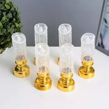Ночник "Ледянная свеча" LED 1Вт от батареек 3хLR44 золото 4,5х4,5х12 см RISALUX