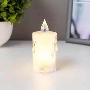 Светодиодная свеча, ночник LED RISALUX «Морозец», от батареек 3AG13, белый, 3.53.58 см