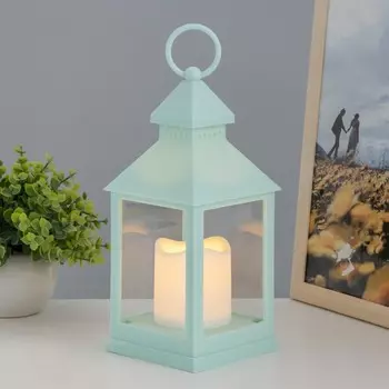 Ночник "Огонек" LED 3Вт 4000К 3х ААА лазурный 10,5х10,5х24см RISALUX