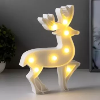 Фигурка светящаяся RISALUX «Олененок», ночник, 8LED, батарейки 2АА, белый, 18.53.525 см