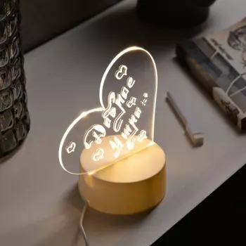 Ночник с маркером для заметок, сердце, 12.5x16.5x9.5 см, 6 LED, USB, свечение тёплое белое