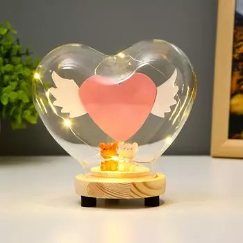 Фигурка в колбе RISALUX «Сердце цветное», LED-ночник, от батареек 3LR44, 137.212 см