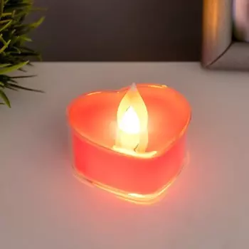 Светодиодная свеча, ночник LED RISALUX «Свеча сердце», 0.5 Вт, от батареек 3AG10, красный, 554 см