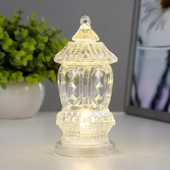 Светодиодная свеча в подсвечнике RISALUX «В хрустале», ночник LED, 3LR1130, белый, 7.57.514.5 см