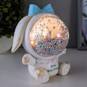 Фигурка светящаяся RISALUX «Зайка», LED-ночник, от батареек, бежевый, 91414 см