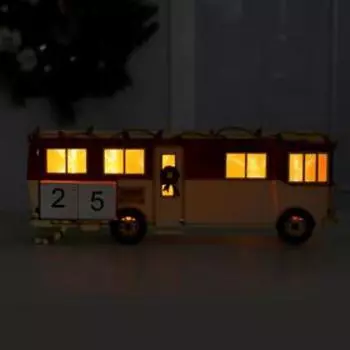 Новогодний декор с подсветкой и календарём «Новогодний автобус» 33.5×5.5×13 см
