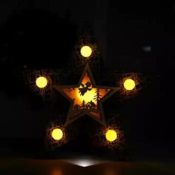 Новогодний декор с подсветкой «Звёздочка с ангелочком» 26×6.8×25 см, белый